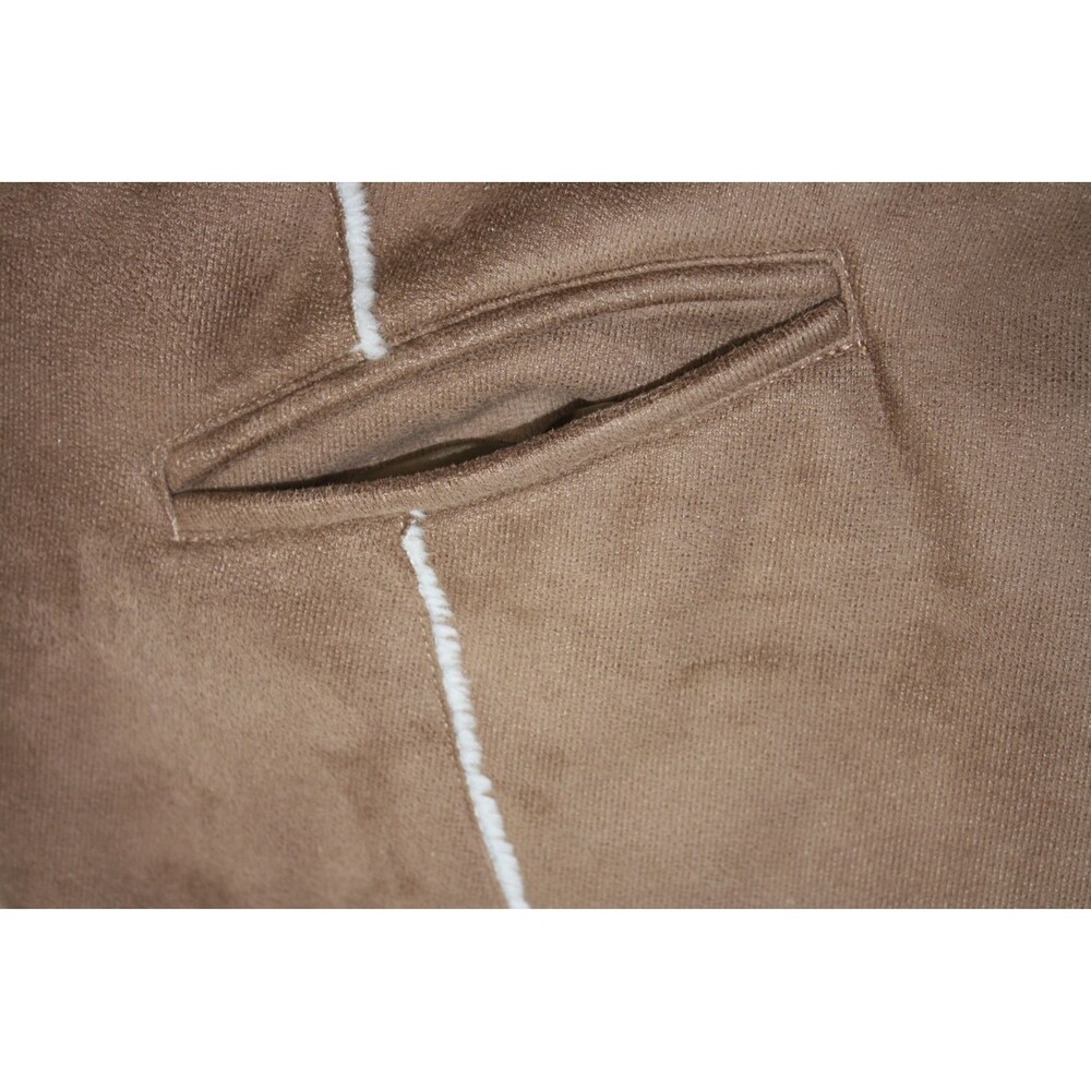 Woman's Faux Fur Suede Leather Vest Boho Country Western sz Large Tan & Cream - Picture 7 of 7